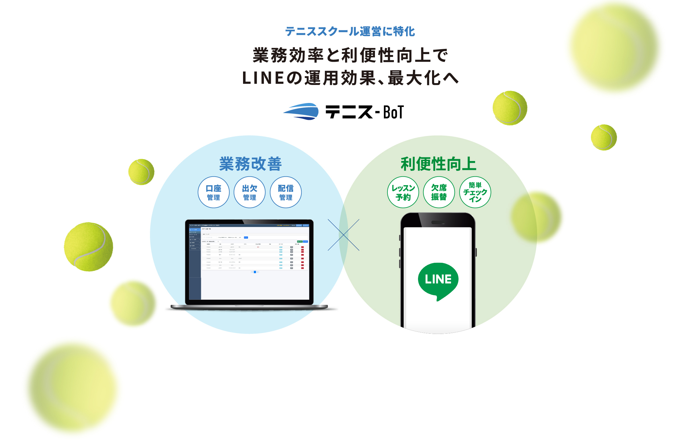 テニススクールに特化 業務効率と利便性向上でLINEの運用効果、最大化へ テニス-BoT